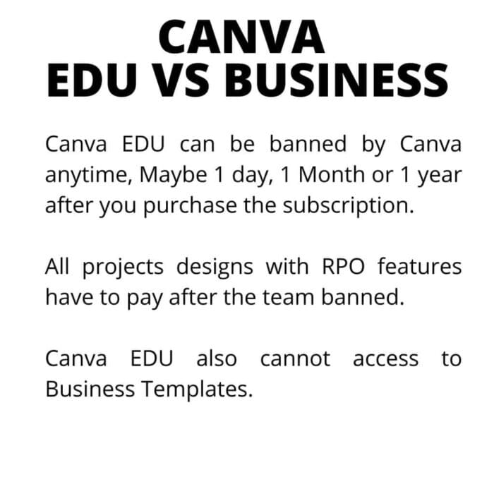 Canva Education vs Business